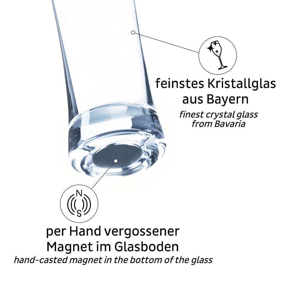 Ølglass med magnet krystall 2-pack - Silwy detalj magnetbunn