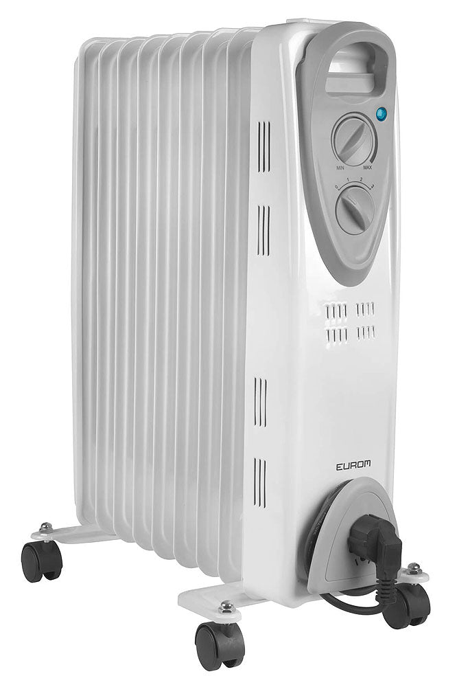 Nærbilde av termostat på Oljefylt radiator 2000 W 3 trinn med termostat