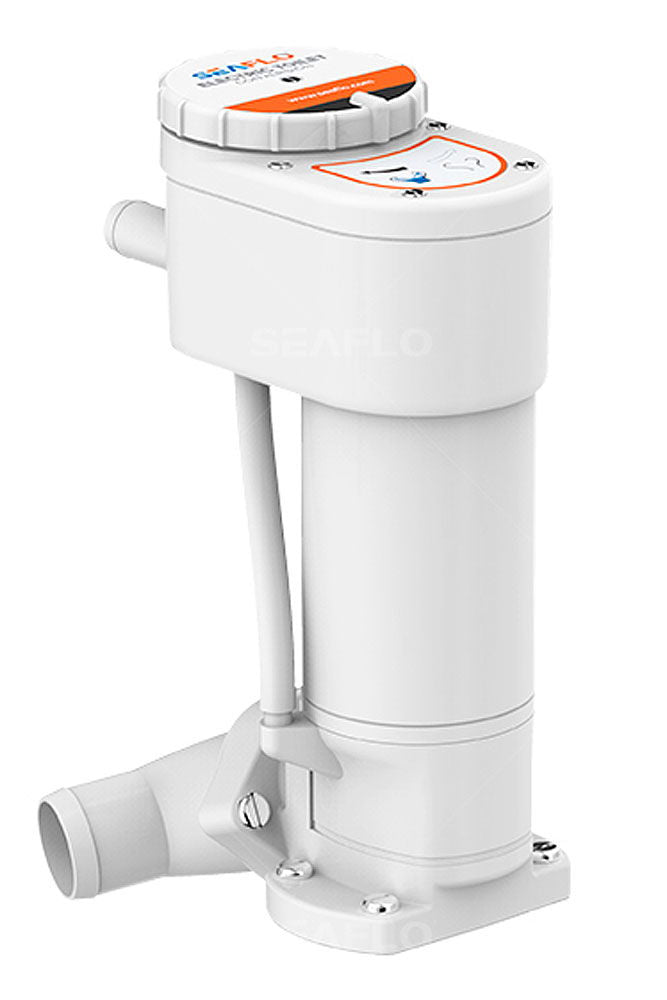 Ombyggingssett elektrisk toalett 12V med kvern- og sugepumpe Compass bakside