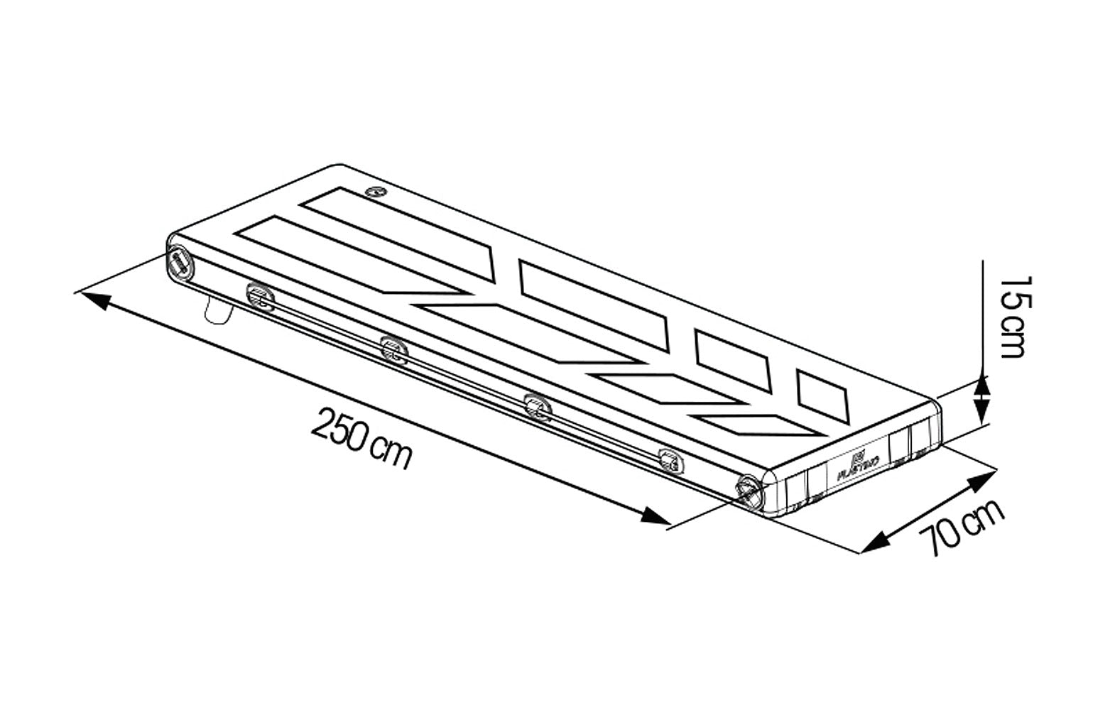 Nærbilde av manometer på oppblåsbar landgang 250 x 70 cm med manometer