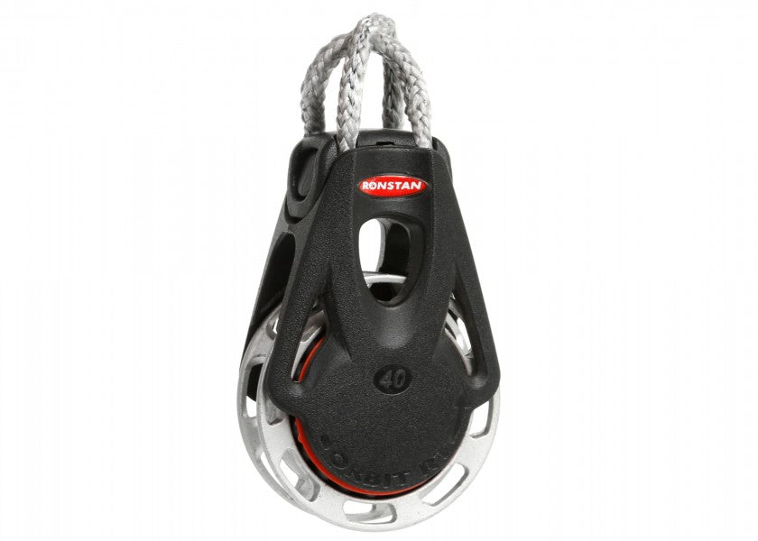Orbit ratchetblokk enkelt med loop 8 mm kulelager plast fra Ronstan, forfra