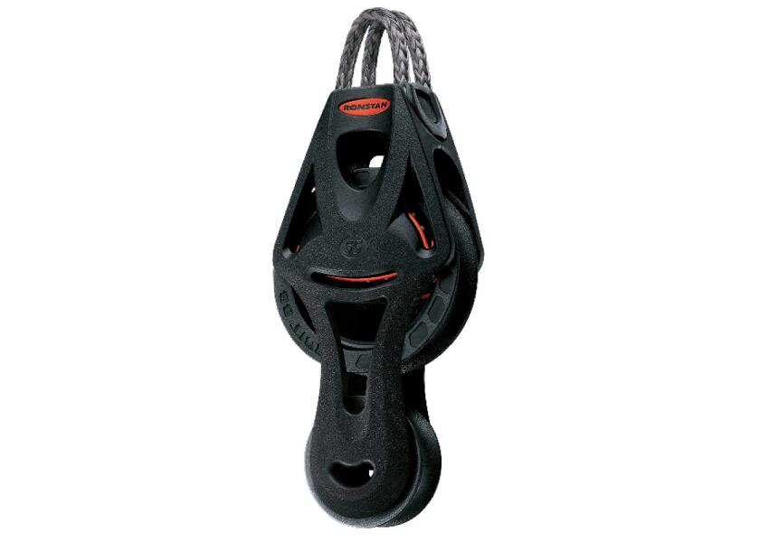 Orbit violinblokk enkelskivet med looptop og sjakkel 10 mm kulelager Ronstan forfra