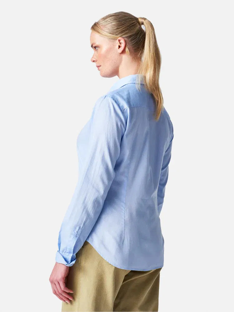 Oxford bluse dame 2.0 bomull antimikrobiell detalj stoff