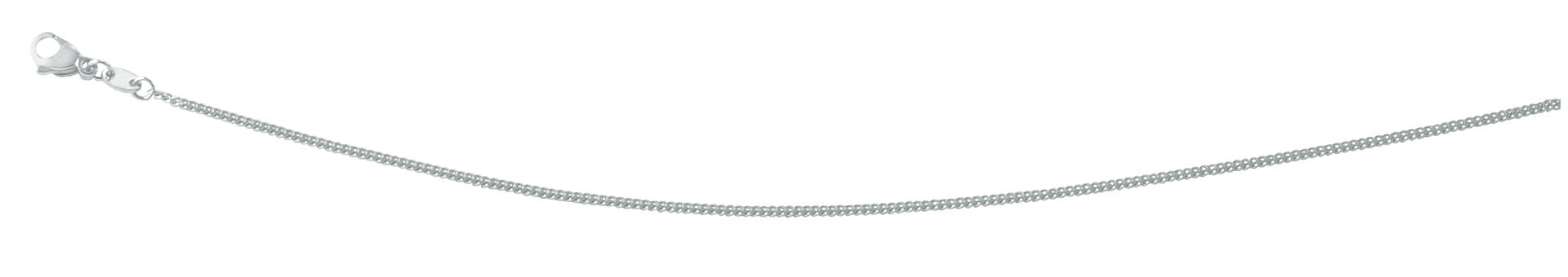 Panserkjede hvitt gull 585 45 cm 1,3 mm med karabinlås Ursula Christ forfra