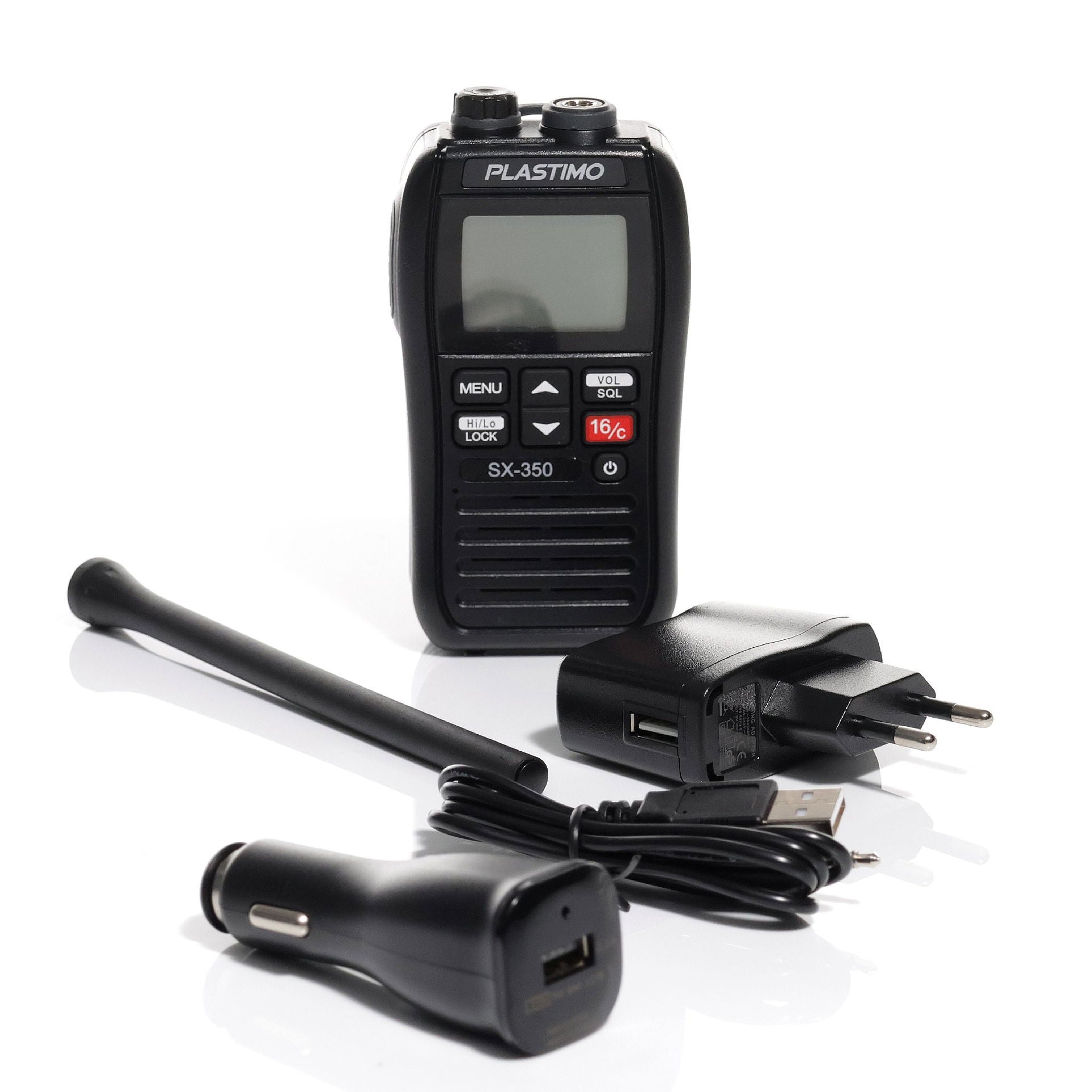 Plastimo SX-350 håndholdt VHF nærbilde av taster