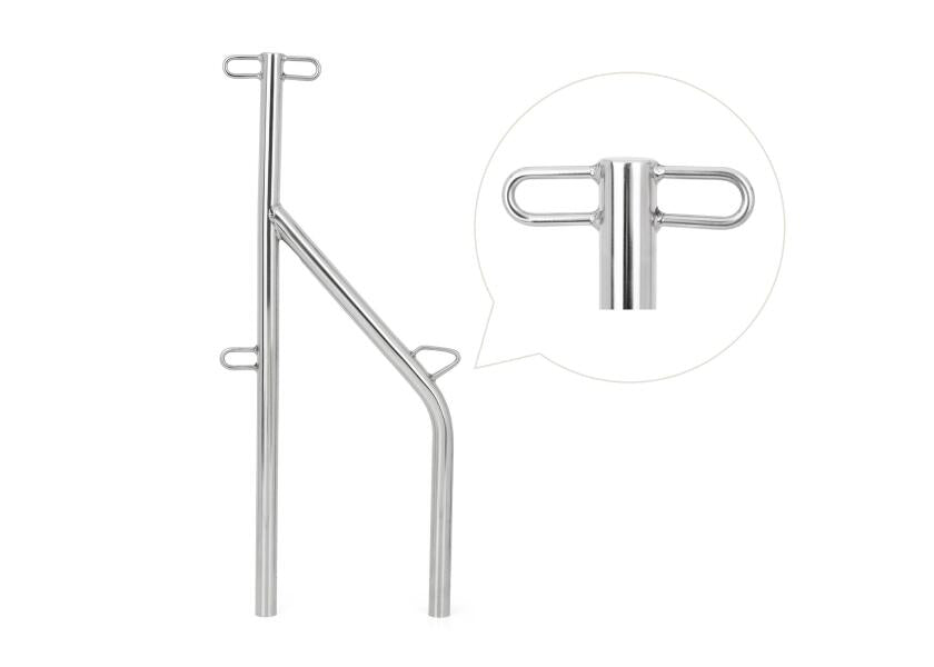 Portstøtte rustfritt stål AISI 316 Ø25 mm 612 mm forfra