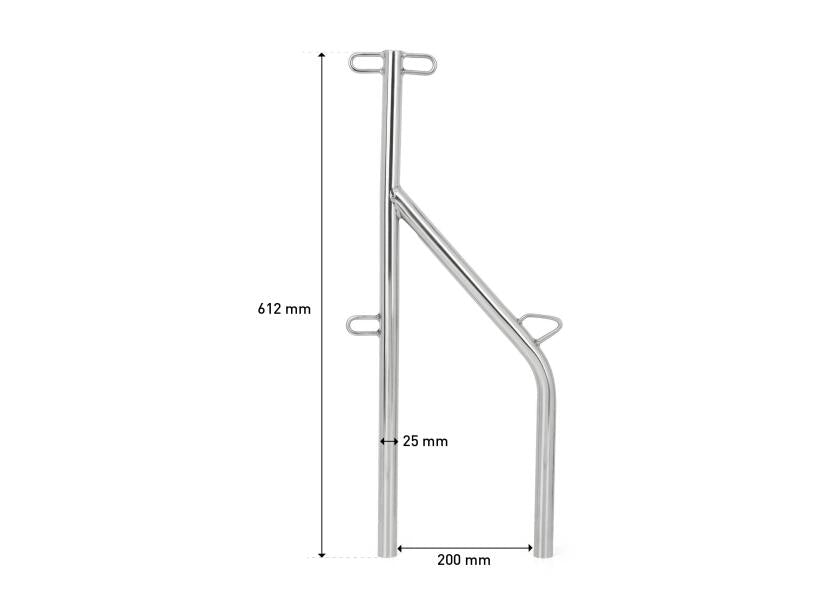 Portstøtte rustfritt stål AISI 316 Ø25 mm 612 mm detalj av overflate
