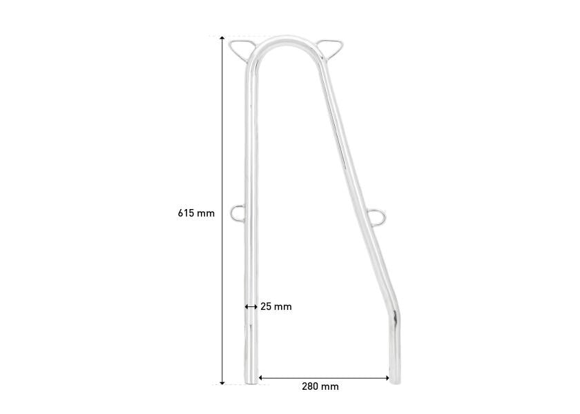 Portstøtte rustfritt stål AISI 316 Ø25 mm 615 mm nærbilde 2