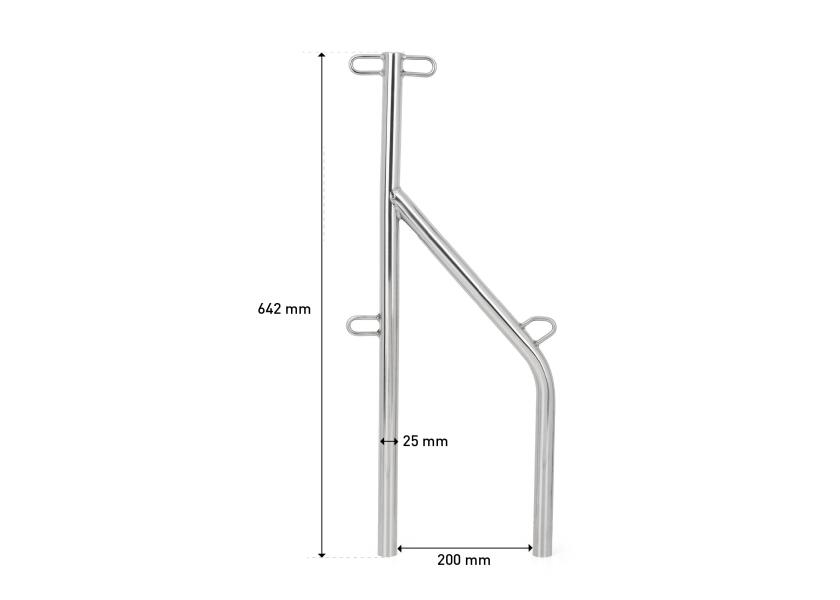 Portstøtte rustfritt stål AISI 316 Ø25 mm 642 mm for Jeanneau Sun Odyssey helhetlig bilde