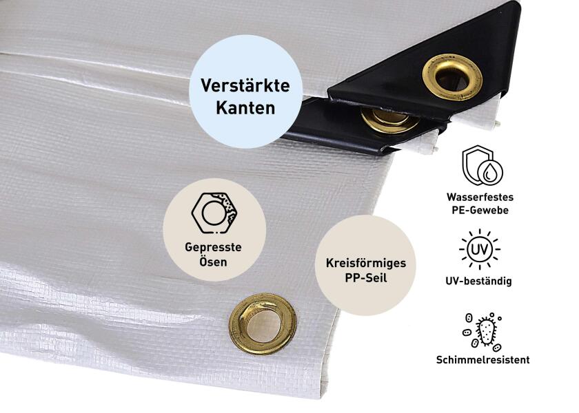 Presenning 250 g/m² polyetylen UV-bestandig vanntett montert