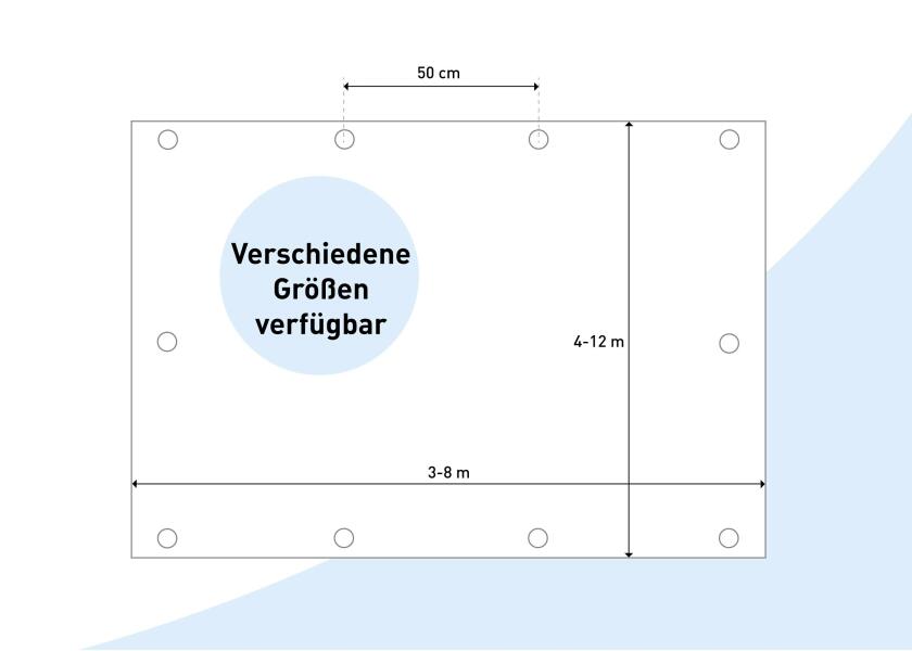 Presenning polyetylen 4 x 3 m 300 g/m² UV-bestandig hvit nærbilde øye