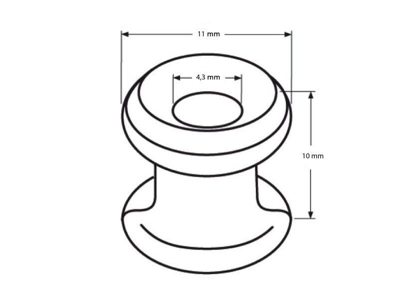 Presenningknapp rustfritt stål 11 x 10 mm AISI 316 nærbilde