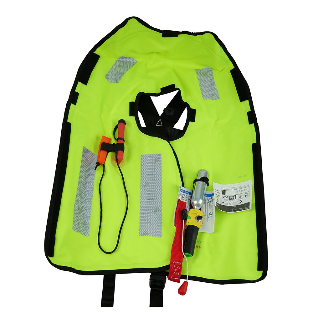 Racer ISO automatvest 180 N med 38 g CO2-patron beinrem detalj