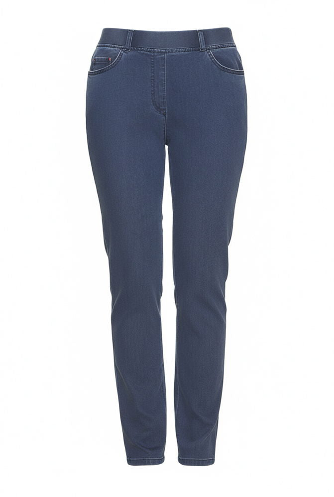 Raphaela damejeans med elastisk midjebånd montert