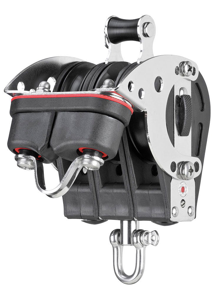 Ratchetblokk med Cam Cleat og svivel 6-10 mm 900 kg forfra