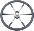 Ratt rustfritt stål 450 mm 6 eiker polyuretangrep - Allpa forfra