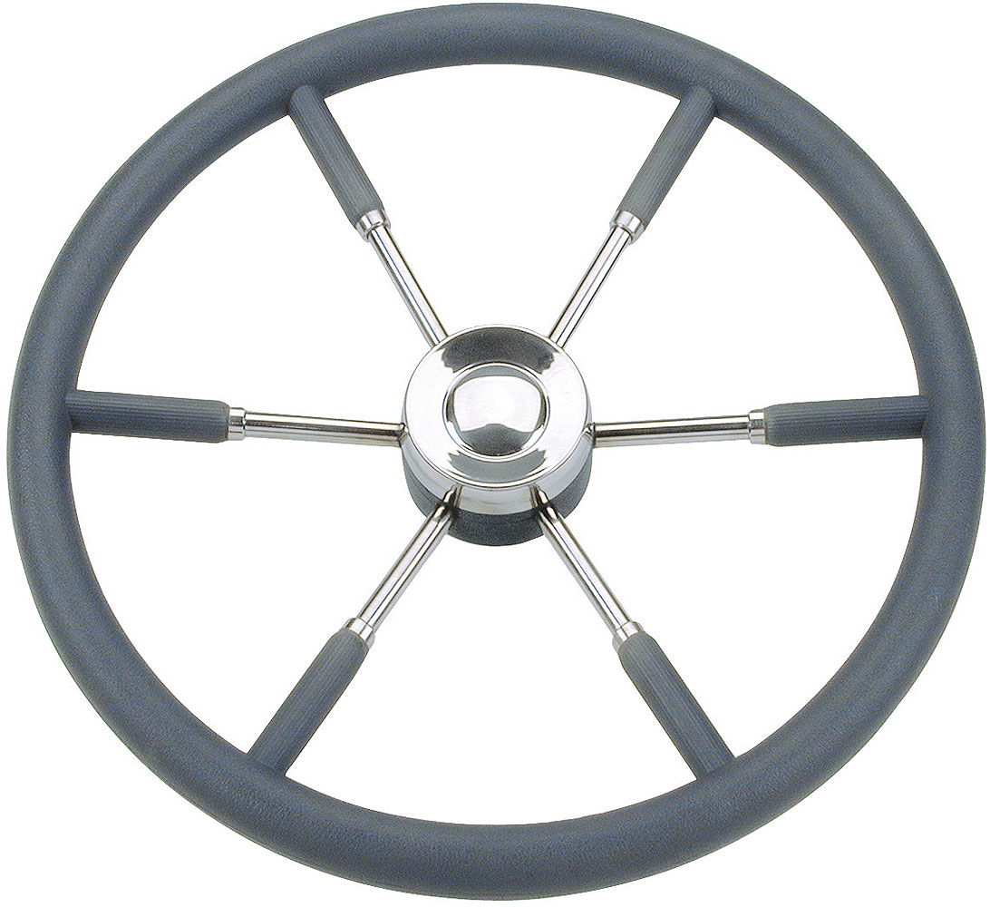 Ratt rustfritt stål 450 mm 6 eiker polyuretangrep - Allpa forfra
