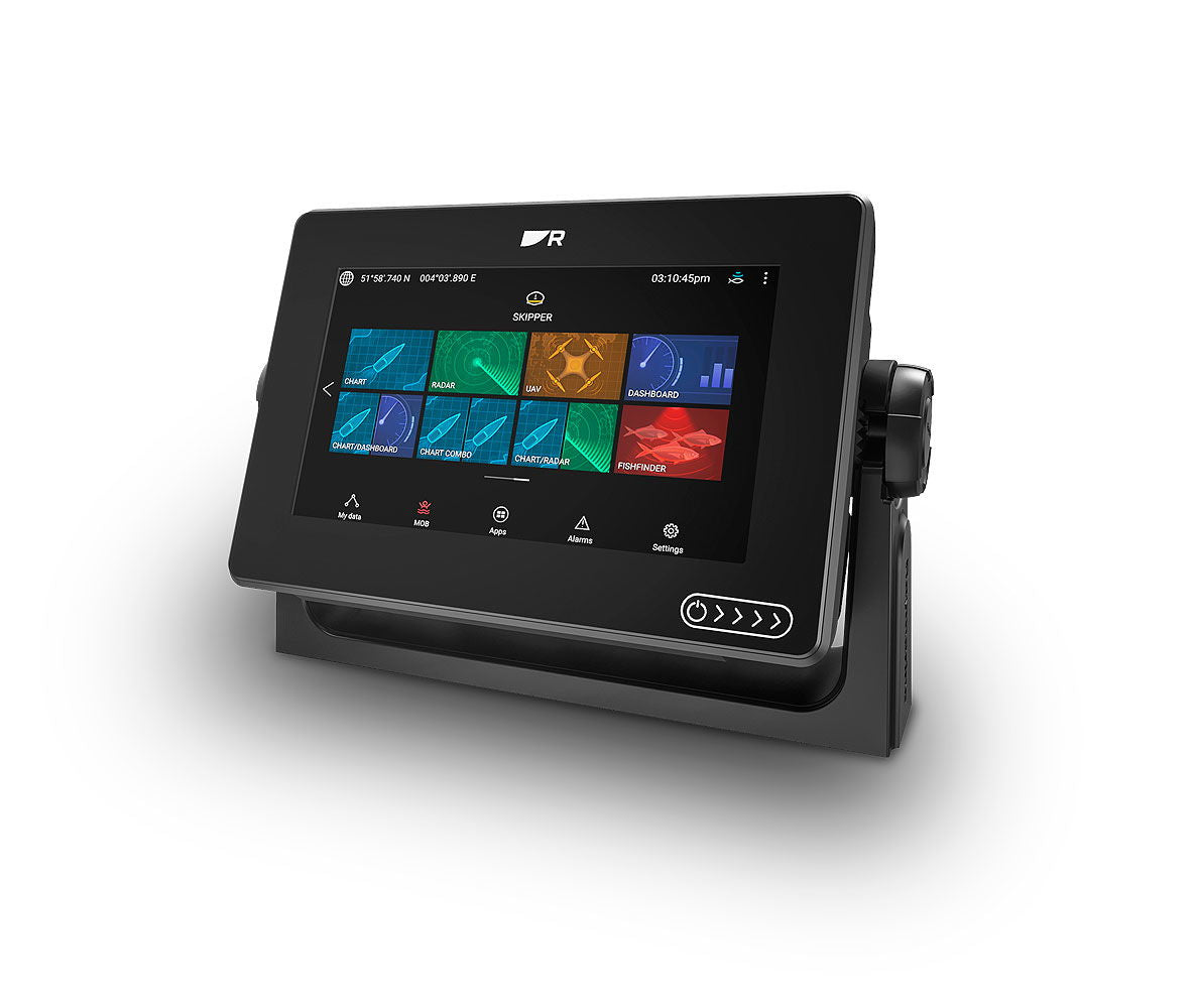 Raymarine Axiom+ 7 tommer kartplotter nærbilde av knappeløs skjerm