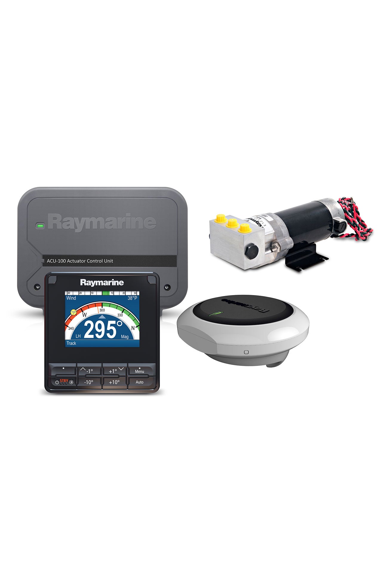 Raymarine EV-100 Power autopilotsett med hydraulikkpumpe for motorbåt fra forfra
