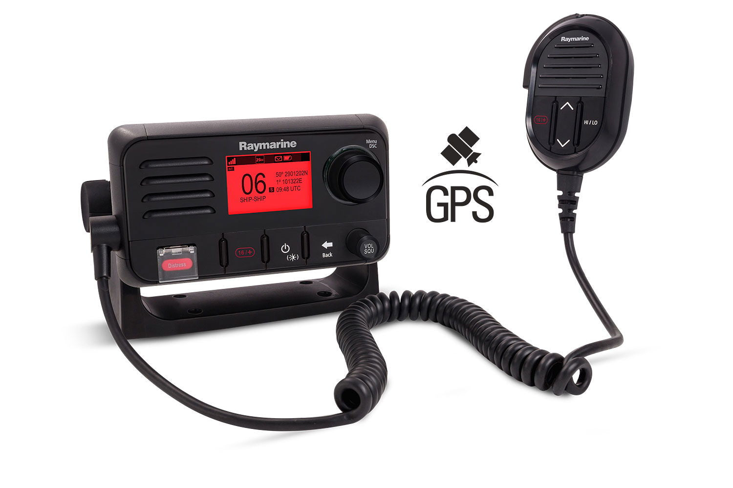 Raymarine Ray53 stasjonær VHF med innebygd GPS og DSC forfra