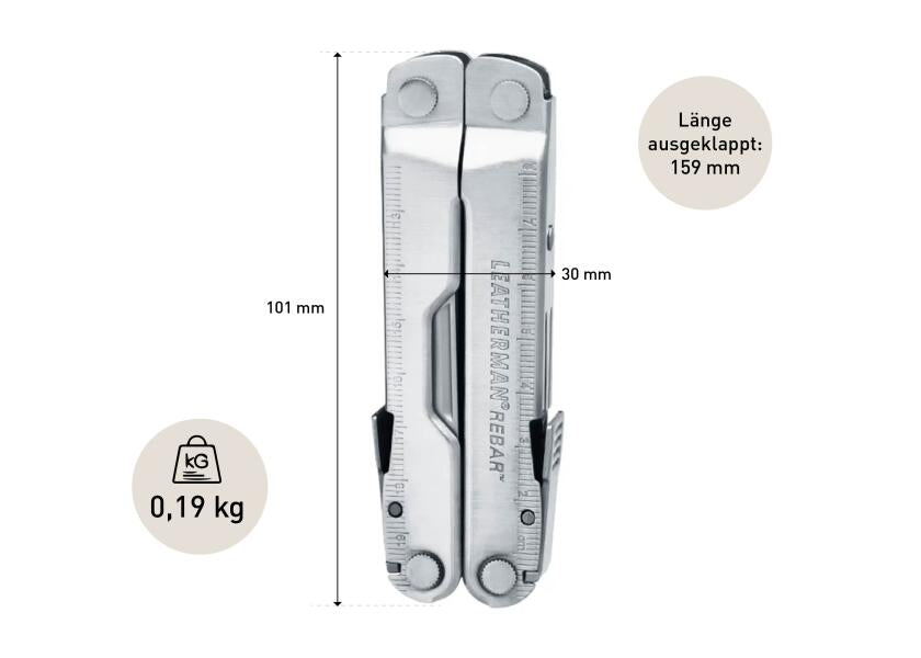 REBAR multitool 17 verktøy - Leatherman montert