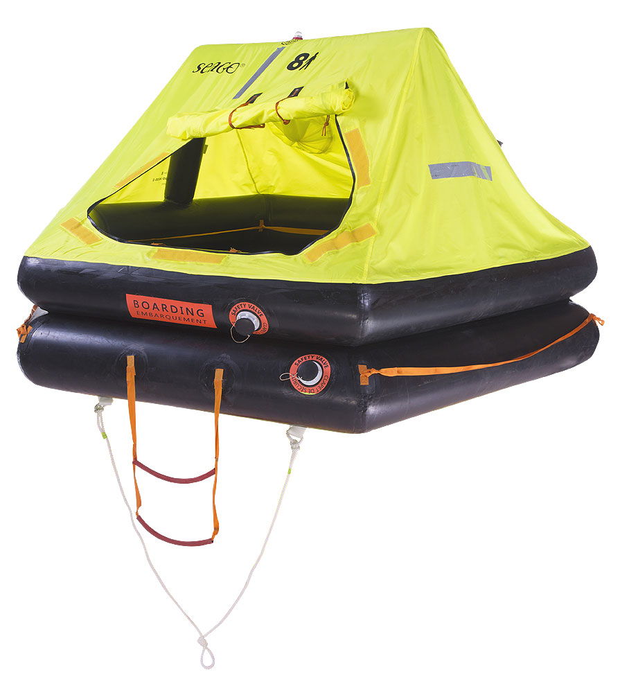 Redningsflåte coastal 4 personer 30 kg i bæreveske forfra