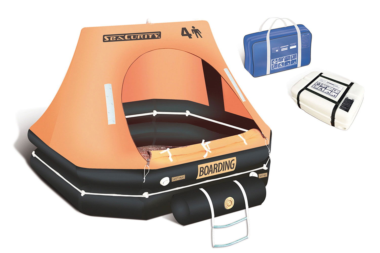 Redningsflåte ISO 9650-1 gruppe A 4 personer 30 kg SeaCurity for nødsituasjoner