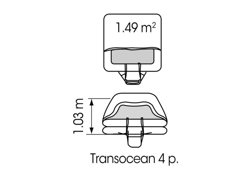 Redningsflåte TRANSOCEAN OSR offshore ISO 9650-1 >24 timer montert