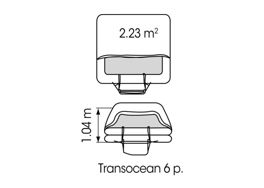 Redningsflåte TRANSOCEAN OSR offshore ISO 9650-1 >24 timer detalj