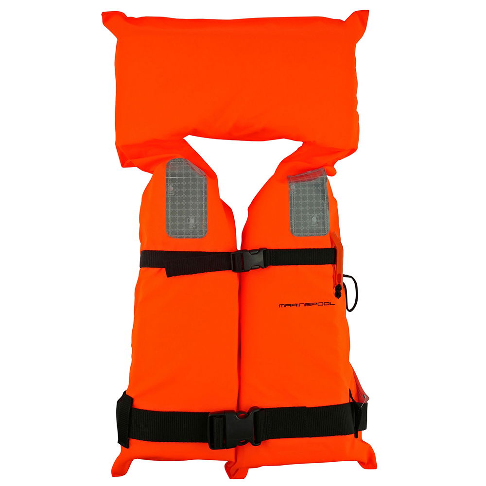 Redningsvest 100 N faststoff 4-pakning med signalpipe Marinepool bakside