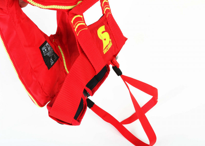 Redningsvest barn MINI DUO PROTECT 90N 15-30 kg - SECUMAR montert på barn