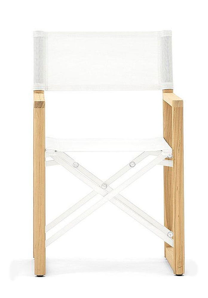 Regissørstol teak pulverlakkert aluminium 86 x 54 cm forfra