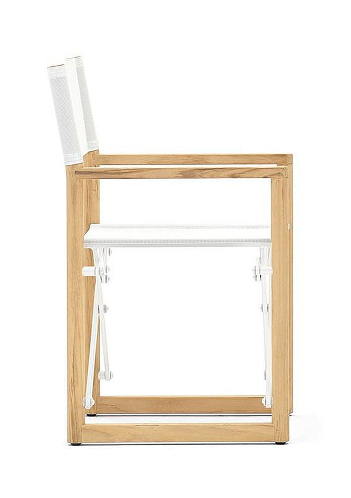 Regissørstol teak pulverlakkert aluminium 86 x 54 cm detalj