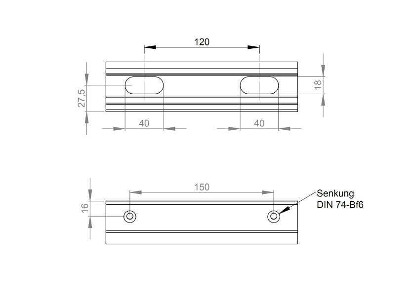 Relingsskinne aluminium i ulike lengder - PFEIFFER bakside