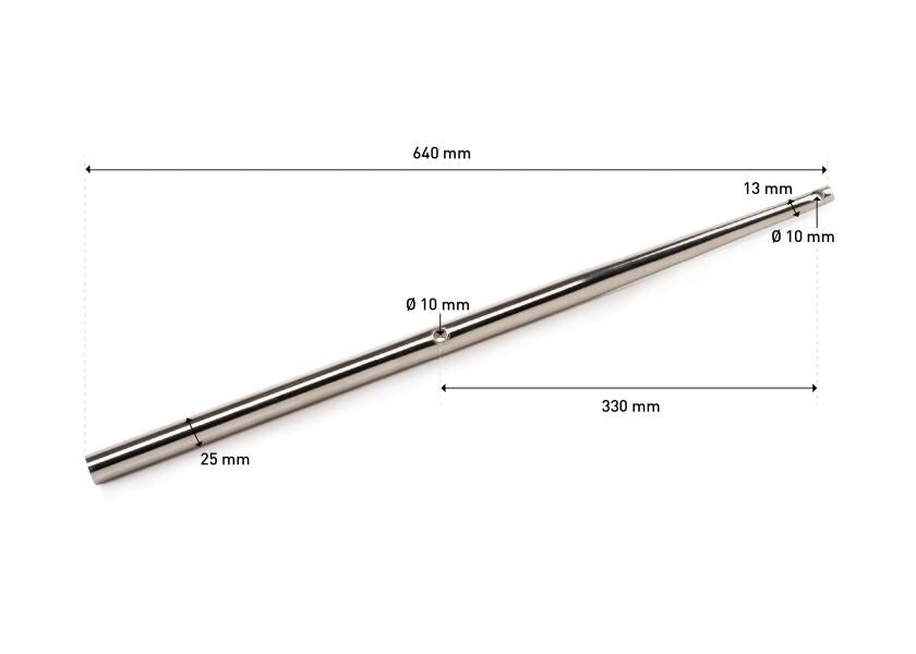Relingstøtte rustfritt stål AISI 316 640 mm bakside