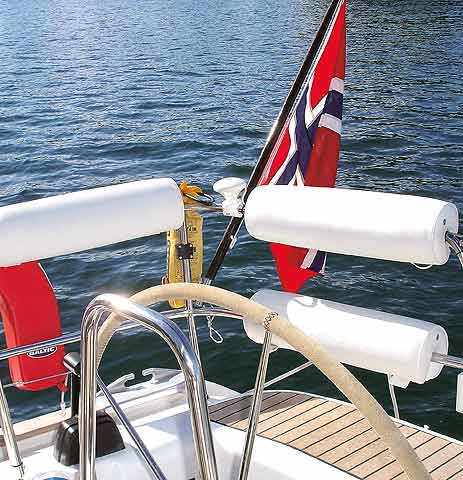 Ryggpute for rekkverk 55 cm hvit kunstskinn Talamex forfra