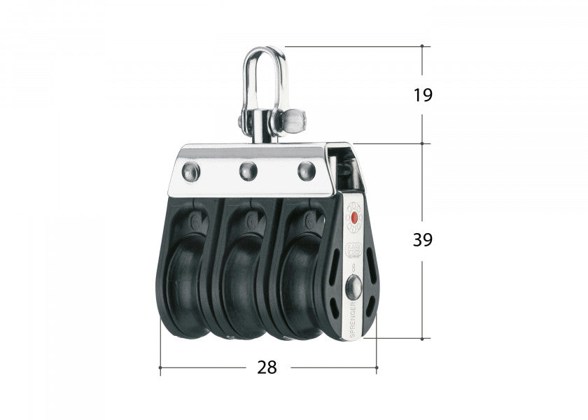 S-Block treskivet med svivel 8 mm kulelager 150 kg detalj av kulelager