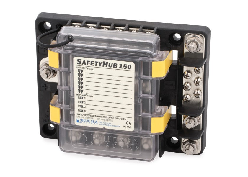 SafetyHub 150 sikringsboks 4 MIDI + 6 ATO oversikt over sikringsplassering