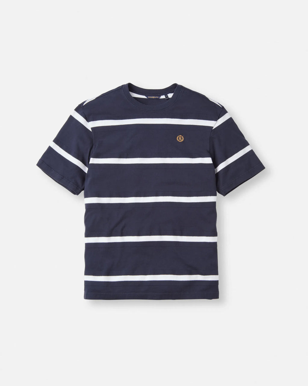 Salcombe polo økologisk bomull jacquard-striper forfra