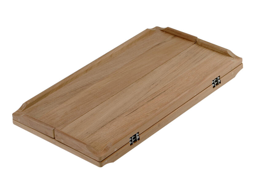 Sammenleggbar bordplate teak 800 x 700 mm med slingrekant - ARC montert i båt