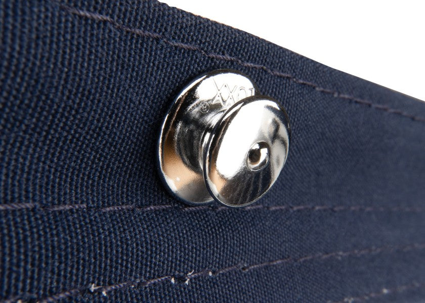 Nærbilde av tekstilrand og Tenaxknapper på sammenleggbart solcellepanel 180 W 929 x 1590 mm for bimini - SUNWARE