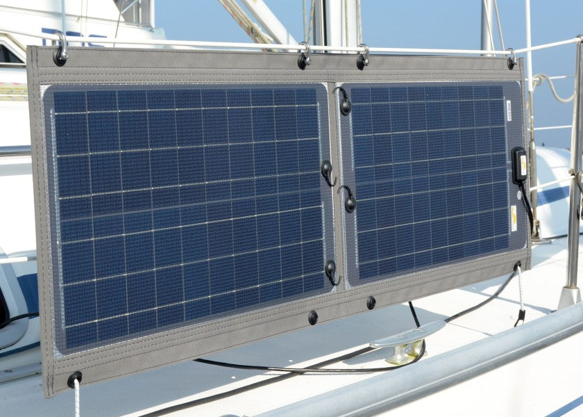 Bruk av sammenleggbart solcellepanel 60 W 1265 x 439 mm 12V - SUNWARE på båt