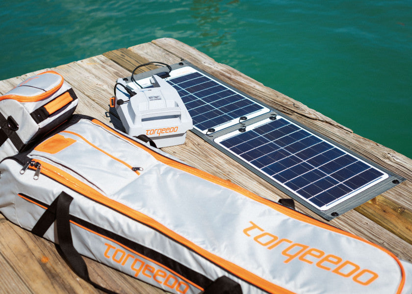 Sammenleggbart solcellepanel SUNFOLD 60 W i bruk