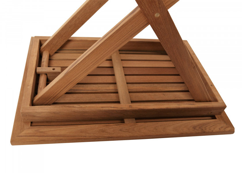 Sammenleggbart teakbord 70 x 50 cm rektangulært bakside