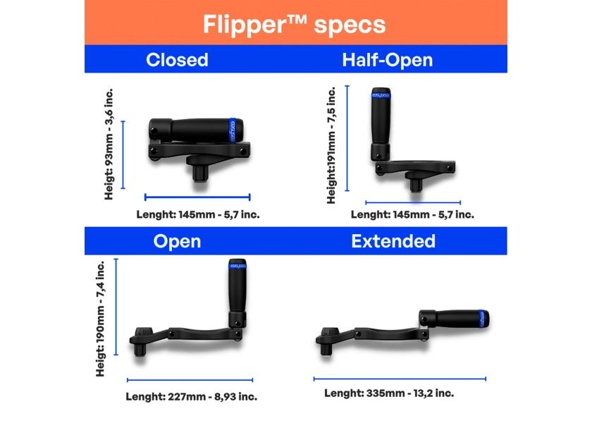 Sammenleggbart vinsjhåndtak FLIPPER 300 mm aluminium bakside