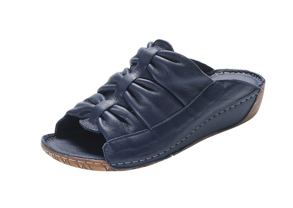 Sandal dame skinn kilehæl 3 cm gummisåle - Andrea Conti forfra
