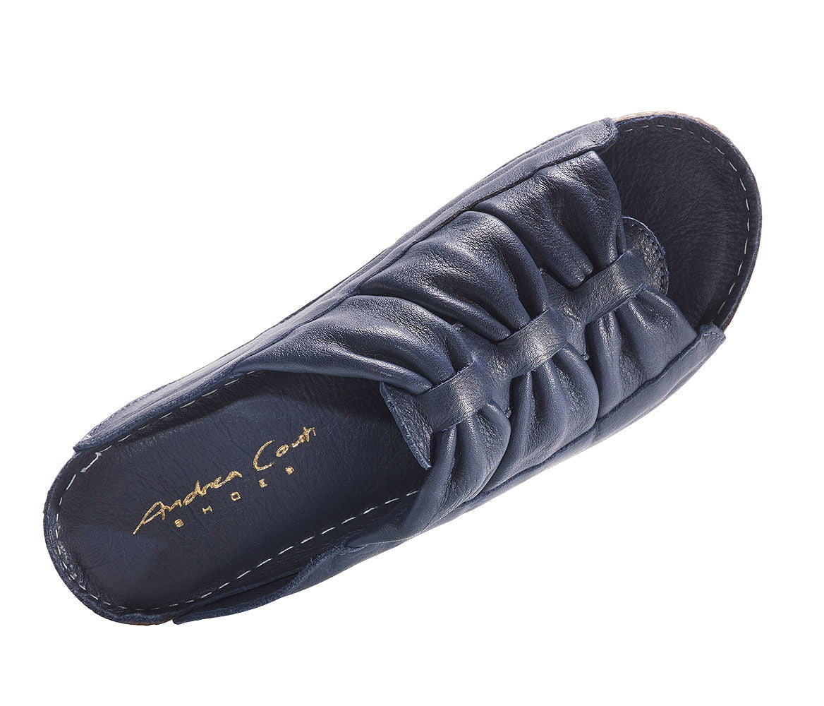 Sandal dame skinn kilehæl 3 cm gummisåle - Andrea Conti detalj av såle