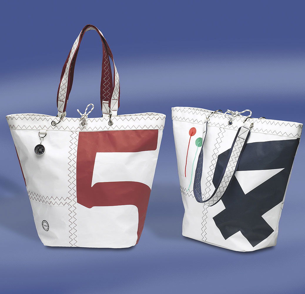 Sea Girl handleveske stor i seilduk 51x17x41 cm Navyline forfra
