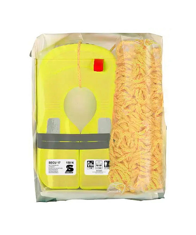 Secumar 17 MOB-pakke flytevest med 30 m line forfra