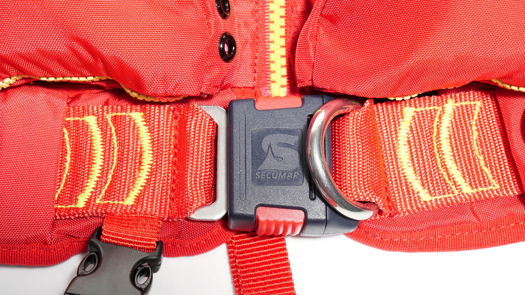 Detalj av Secumar Mini Duo Protect automatvest 90 N for barn